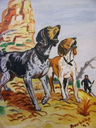 Vintage Dog Sport Painting Pointer 50 