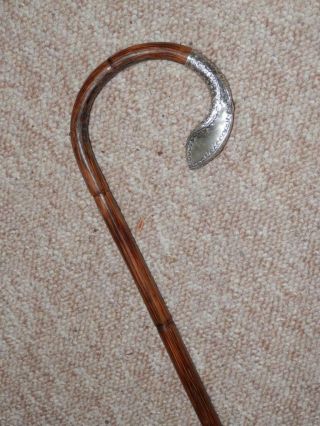 Antique Ladies Walking Stick/cane With H/m Repousse Silver Crown London 1909