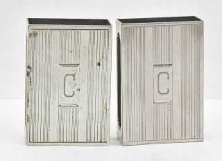 Antique Set Of 2 Watrous Co Sterling Silver Monogrammed Letter C Match Holders