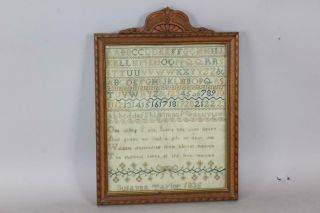 Rare Dated 1835 Needlework Sampler By Susanne Taylor History From Granby,  Ma