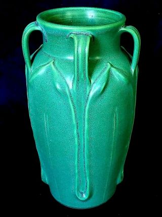 Matte Green La Pointe Studio Pottery Vase Arts & Crafts Style Glaze