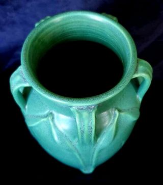 Matte Green La Pointe Studio Pottery Vase Arts & Crafts Style Glaze 3