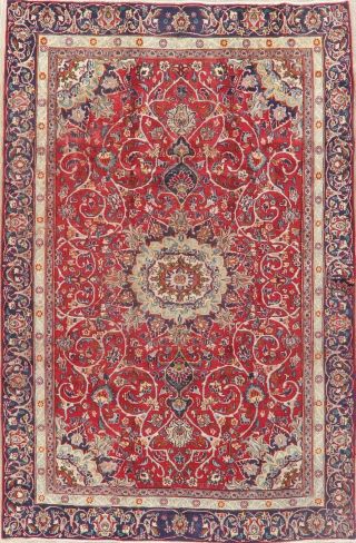 SEMI - ANTIQUE TRADITIONAL RED FLORAL KASHMAR AREA RUG HAND - KNOTTED BEDROOM 6 ' X9 ' 2