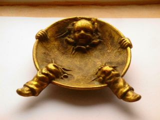 Rare Quality Unusual Antique Brass Saloon Bar Top Ashtray Pipe Knocker