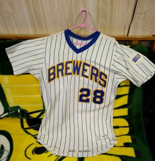 Rick Manning Game Worn Jersey 28 Milwaukee Brewers Sully 1980 