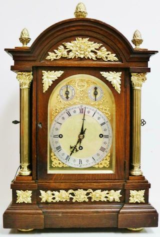 Antique Mahogany & Ormolu Triple Fusee 9 Gong Musical Chime W&h Bracket Clock