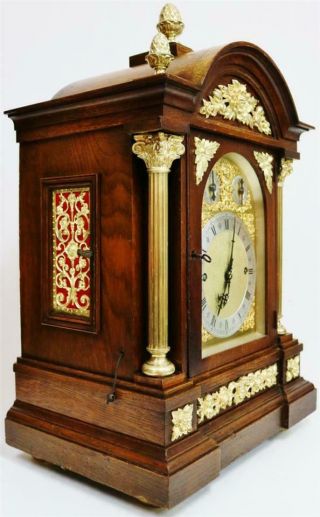 Antique Mahogany & Ormolu Triple Fusee 9 Gong Musical Chime W&H Bracket Clock 2