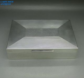 Large Heavy Solid Sterling Silver Cigarette Box,  Padgett & Braham Ltd 538g C1970