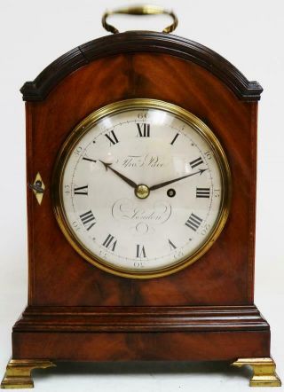 Rare Antique English Thomas Pace Of London Mahogany Fusee Verge Bracket Clock