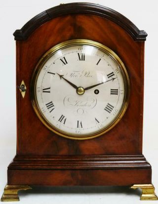 Rare Antique English Thomas Pace Of London Mahogany Fusee Verge Bracket Clock 2