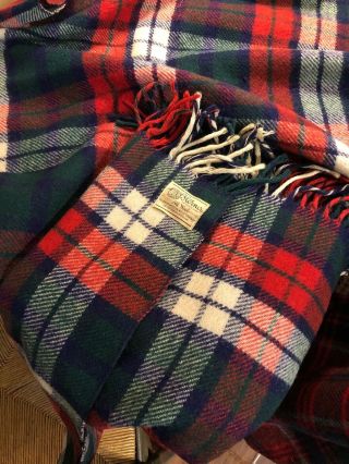 Vintage Horner Woolen Mills 100 Wool Usa Made Throw Blanket Plaid 51 X 58