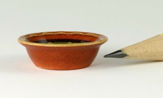Dollhouse miniature Jane Graber artisan redware serving bowl,  1:12,  estate,  1991 2