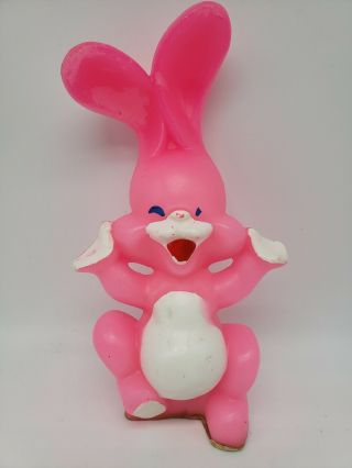 Vintage 1950s 7 " Rare Pink Gurley Novelty Happy Easter Bunny Wax Candle