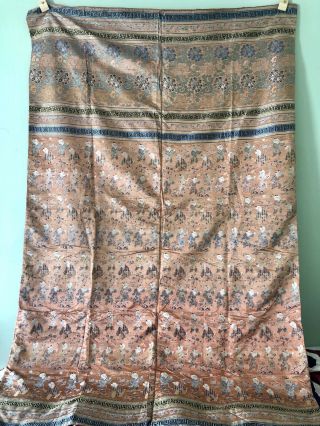 Antique 19th Century Chinese Hundred Boys Silk Brocade Hanging 84 " X 54 " Qing