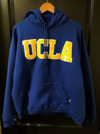 Vintage Ucla Bruins Hoodie Sweater Adult Xxl 2xl Dark Blue Yellow Football Mens