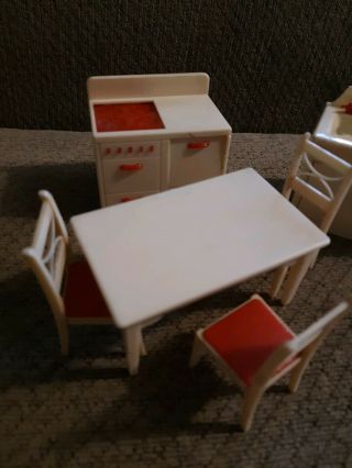 Renwal KITCHEN APPLIANCES & TABLE Vintage Dollhouse Furniture Plastic 1:16 2