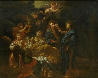 Large 17th Century Italian School Old Master Raising Of Lazarus From The Dead