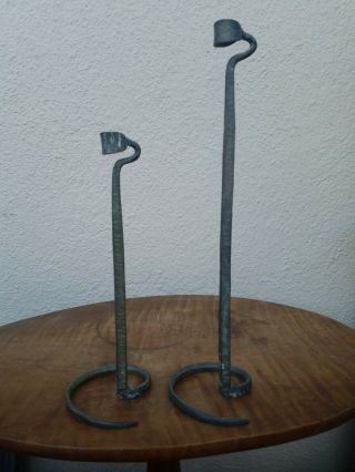 Vintage Mid Century Modern Brutalist Era Bronze Candlesticks
