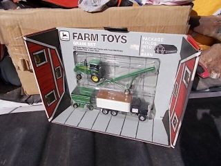 Vintage Ertl John Deere Farm Toy Grain Set Tractor Wagon Truck Auger Barn Box