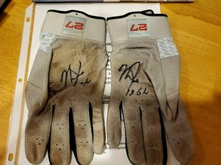 Mike Trout Game Worn Dual Signed Batting Gloves 2019 Auto Pair Anderson