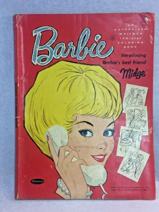Vintage 1962 Whitman Coloring Book Barbie,  Introducing Midge 128 Pages