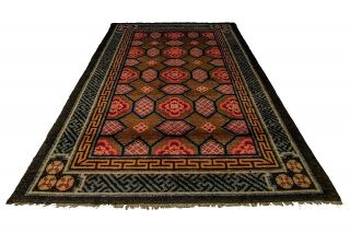 Art Deco Baotou Rug,  Inner Mongolia C1930,  Handwoven Geometric Carpet 3 