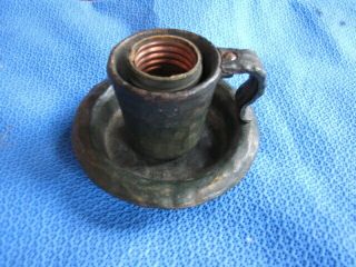 Vintage Antique Small Copper Plated Cast Iron Bedside Lamp Light Holder