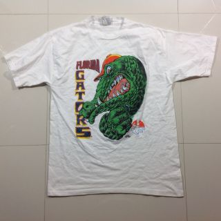 Vintage University Of Florida Gators Mascot Big Logo White Shirt Mens Xl