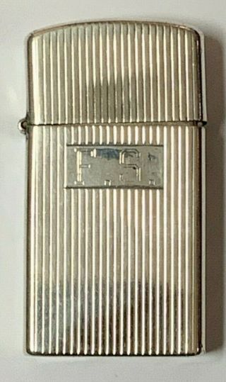 Vintage Slim Zippo 1961 Lighter | Sterling Silver | 5 Barrel | 16 Hole Chimney |