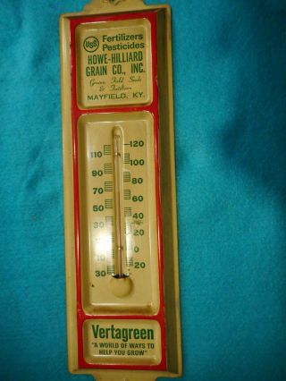Vintage 12 " Metal Thermometer Advertising Howe - Hilliard Grain Co.  Mayfield,  Ky.