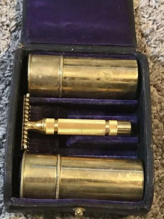 Rare Antique Vintage Gillette Cavalier Razor Set In Case