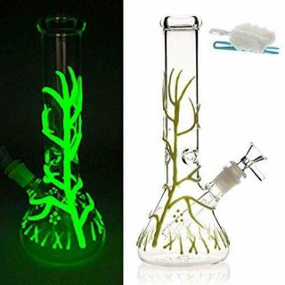 Glow In The Dark Green Hookah Water Pipe Bong Glass Bongs 10 " U.  S.  A Seller