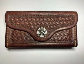 Vintage George Lawrence Brown Basketweave Leather Ammunition Belt Case 1910 - 40’s