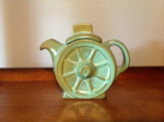 Vintage Frankoma Pottery Wagon Wheel Tea Pot With Lid 94t Prairie Green 9704
