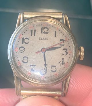 Antique Elgin 15 Jewel 10k Gold Filled Military Wrist Watch 2