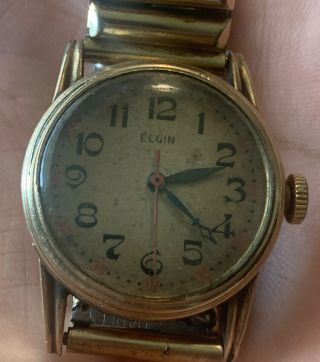 Antique Elgin 15 Jewel 10k Gold Filled Military Wrist Watch 3