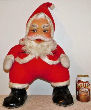 Large 23 " Vintage Rushton Rubber Faced Stuffed Santa Clause Christmas Doll