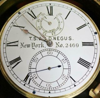 Rare Antique American T.  S & I.  D Negus 2 Day Marine Chronometer In Mahogany Case 2