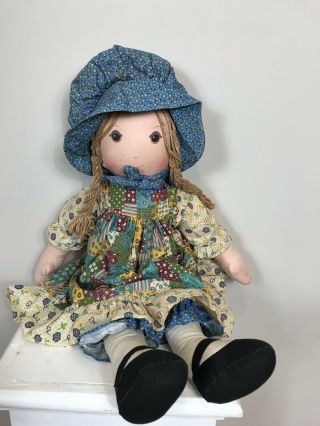Large Vintage Holly Hobbie Knickerbocker Cloth Rag Doll 26 Inches