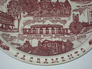 Vintage 1950 ' s Vernon Kilns Souvenir Memorabilia Plate,  Historic SACRAMENTO,  CA 2