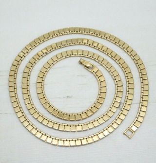 Vintage 1980s Signed Monet Gold Plated Square Link Long Chain Necklace Jewellery