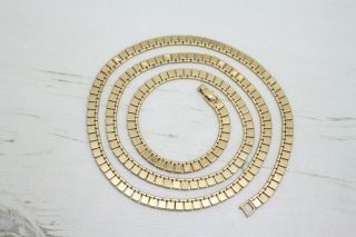 Vintage 1980s Signed MONET Gold Plated Square Link Long Chain NECKLACE Jewellery 2