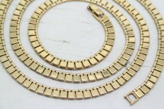 Vintage 1980s Signed MONET Gold Plated Square Link Long Chain NECKLACE Jewellery 3