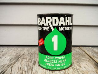 Vintage 1 Quart Bardahl Motor Oil Can Full Metal Quart Man Cave Nr
