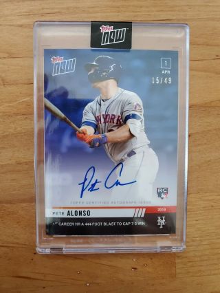 2019 Topps Now Pete Alonso 1st First Home Run Autograph Auto Rookie Rc /49 Mets