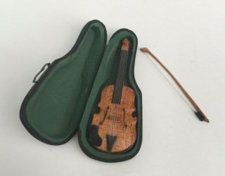 Vintage Hand Crafted 12th Violin Musical Instrument Music Dolls House Dollhouse