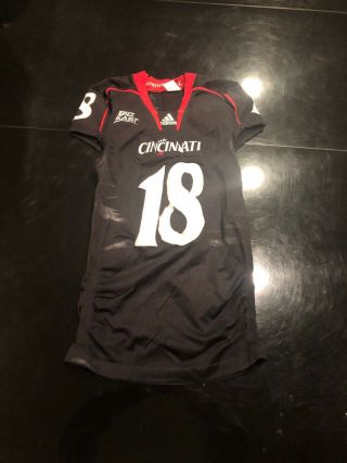 Game Worn Adidas Cincinnati Bearcats Football Jersey 18 Size 1ac