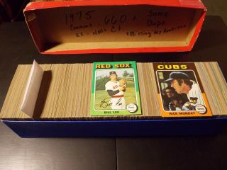 1975 Topps Baseball Near Complete Set Of 650,  Vintage 1975 Cards 90 Complete