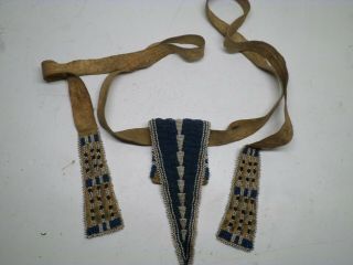 Antique Native American Beaded Bullet Pouch And Belt All Sinew Sewn
