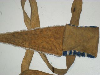 Antique Native American beaded bullet pouch and belt all sinew sewn 2